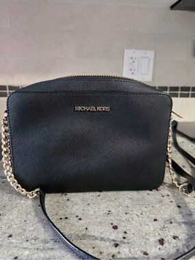 Michael Kors Black Leather Camera Bag Crossbody